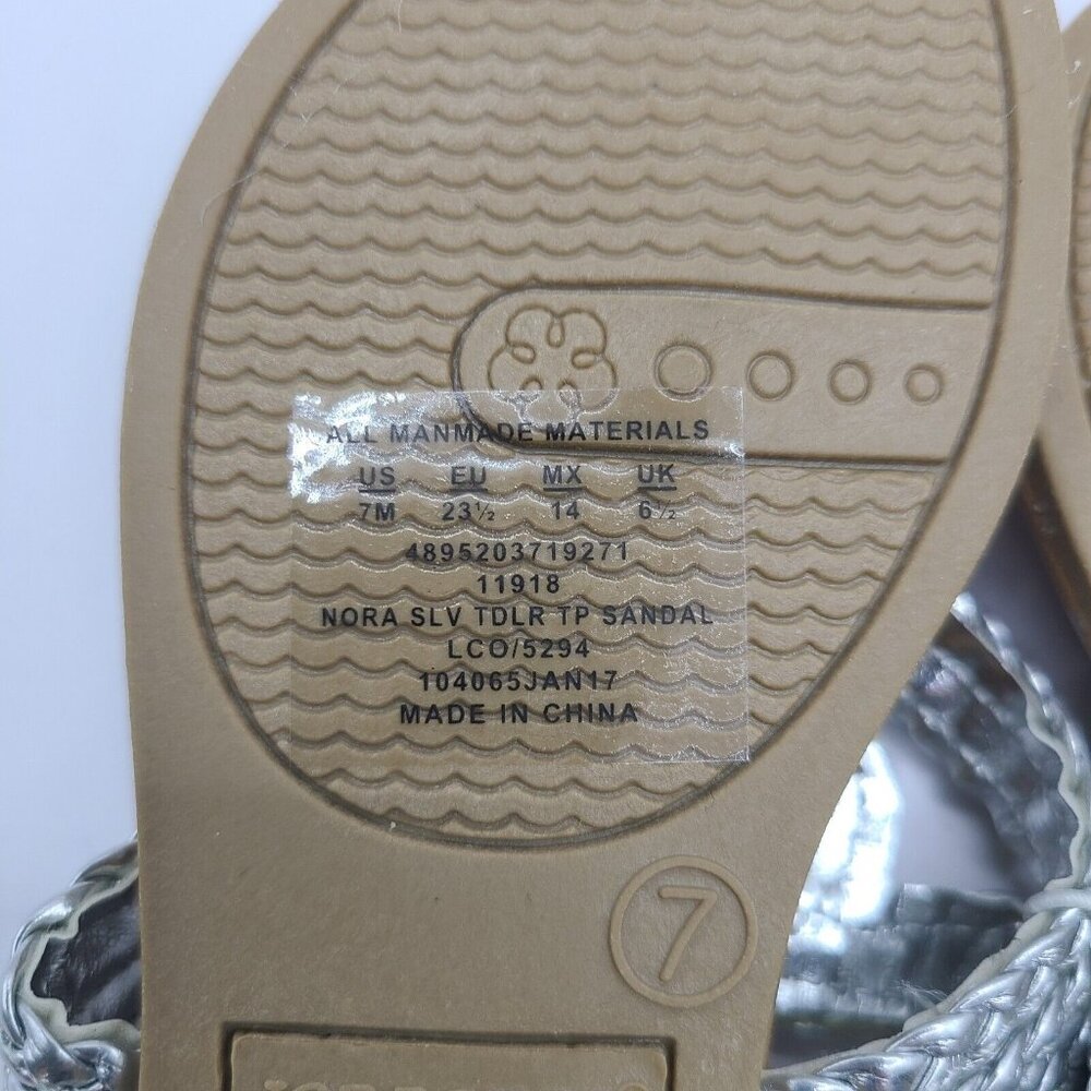 Girls Toddler Silver Piper Sandal sz 7 Quilted Joe Boxer Hook Loop fastening New - Picture 5 of 6